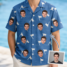 Man wearing Men's Flagstick Fanatics Custom Face Hawaiian Shirt — custom faces printed all-over