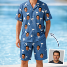Man wearing Men's Flagstick Fanatics Custom Face Shirt & Shorts Set — custom faces printed all-over