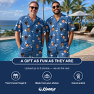 Friends in matching Men's Flagstick Fanatics Custom Face Shirt & Shorts Set — a group gift photo