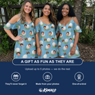Friends in matching Women's Roundabout Rollers Custom Face Off-Shoulder Dress — a group gift photo