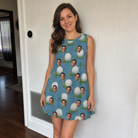 Real-life photo of someone wearing Women's Roundabout Rollers Custom Face Tank Dress — custom faces printed all-over