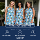Friends in matching Women's Roundabout Rollers Custom Face V-Neck Dress — a group gift photo