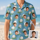 Man wearing Men's Roundabout Rollers Custom Face Hawaiian Shirt — custom faces printed all-over