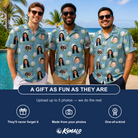 Friends in matching Men's Roundabout Rollers Custom Face Hawaiian Shirt — a group gift photo