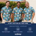 Friends in matching Men's Roundabout Rollers Custom Face Polo Shirt — a group gift photo