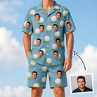 Man wearing Men's Roundabout Rollers Custom Face Shirt & Shorts Set — custom faces printed all-over