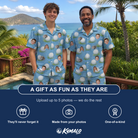 Friends in matching Men's Roundabout Rollers Custom Face Shirt & Shorts Set — a group gift photo