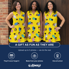 Friends in matching Women's Mighty Mitts Custom Face V-Neck Dress — a group gift photo