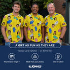 Friends in matching Men's Mighty Mitts Custom Face Polo Shirt — a group gift photo