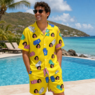 Real-life photo of someone wearing Men's Mighty Mitts Custom Face Shirt & Shorts Set — custom faces printed all-over
