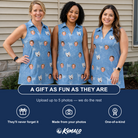 Friends in matching Women's Bunker Badges Custom Face V-Neck Dress — a group gift photo