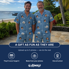 Friends in matching Men's Bunker Badges Custom Face Shirt & Shorts Set — a group gift photo