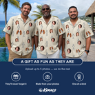 Friends in matching Men's Podium Putters Custom Face Hawaiian Shirt — a group gift photo