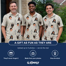 Friends in matching Men's Podium Putters Custom Face Polo Shirt — a group gift photo