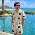 Real-life photo of someone wearing Men's Podium Putters Custom Face Shirt & Shorts Set — custom faces printed all-over