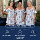 Friends in matching Women's Foreward Motion Custom Face Off-Shoulder Dress — a group gift photo