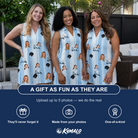 Friends in matching Women's Foreward Motion Custom Face V-Neck Dress — a group gift photo