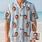 Man wearing Men's Foreward Motion Custom Face Hawaiian Shirt — custom faces printed all-over