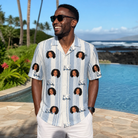 Real-life photo of someone wearing Men's Foreward Motion Custom Face Hawaiian Shirt — custom faces printed all-over