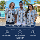 Friends in matching Women's Foreward Motion Custom Face Hawaiian Shirt — a group gift photo