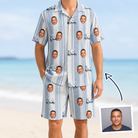 Man wearing Men's Foreward Motion Custom Face Shirt & Shorts Set — custom faces printed all-over