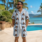 Real-life photo of someone wearing Men's Foreward Motion Custom Face Shirt & Shorts Set — custom faces printed all-over