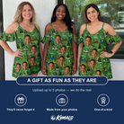 Friends in matching Women's Course Cruisers Custom Face Off-Shoulder Dress — a group gift photo
