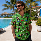 Real-life photo of someone wearing Men's Course Cruisers Custom Face Hawaiian Shirt — custom faces printed all-over