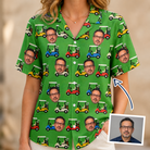 Woman wearing Women's Course Cruisers Custom Face Hawaiian Shirt — custom faces printed all-over