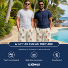 Friends in matching Men's Links Luggage Custom Face Beach Shorts — a group gift photo