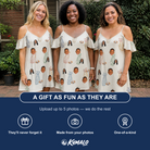 Friends in matching Women's Links Luggage Custom Face Off-Shoulder Dress — a group gift photo