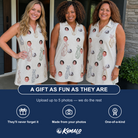 Friends in matching Women's Links Luggage Custom Face V-Neck Dress — a group gift photo