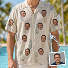 Man wearing Men's Links Luggage Custom Face Hawaiian Shirt — custom faces printed all-over