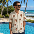 Real-life photo of someone wearing Men's Links Luggage Custom Face Hawaiian Shirt — custom faces printed all-over
