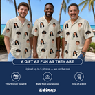 Friends in matching Men's Links Luggage Custom Face Hawaiian Shirt — a group gift photo