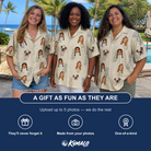 Friends in matching Women's Links Luggage Custom Face Hawaiian Shirt — a group gift photo
