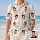 Man wearing Men's Links Luggage Custom Face Polo Shirt — custom faces printed all-over
