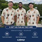Friends in matching Men's Links Luggage Custom Face Polo Shirt — a group gift photo