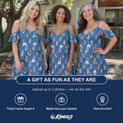 Friends in matching Women's Treble Trouble Custom Face Off-Shoulder Dress — a group gift photo