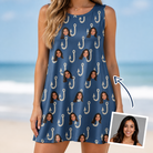 Woman wearing Women's Treble Trouble Custom Face Tank Dress — custom faces printed all-over