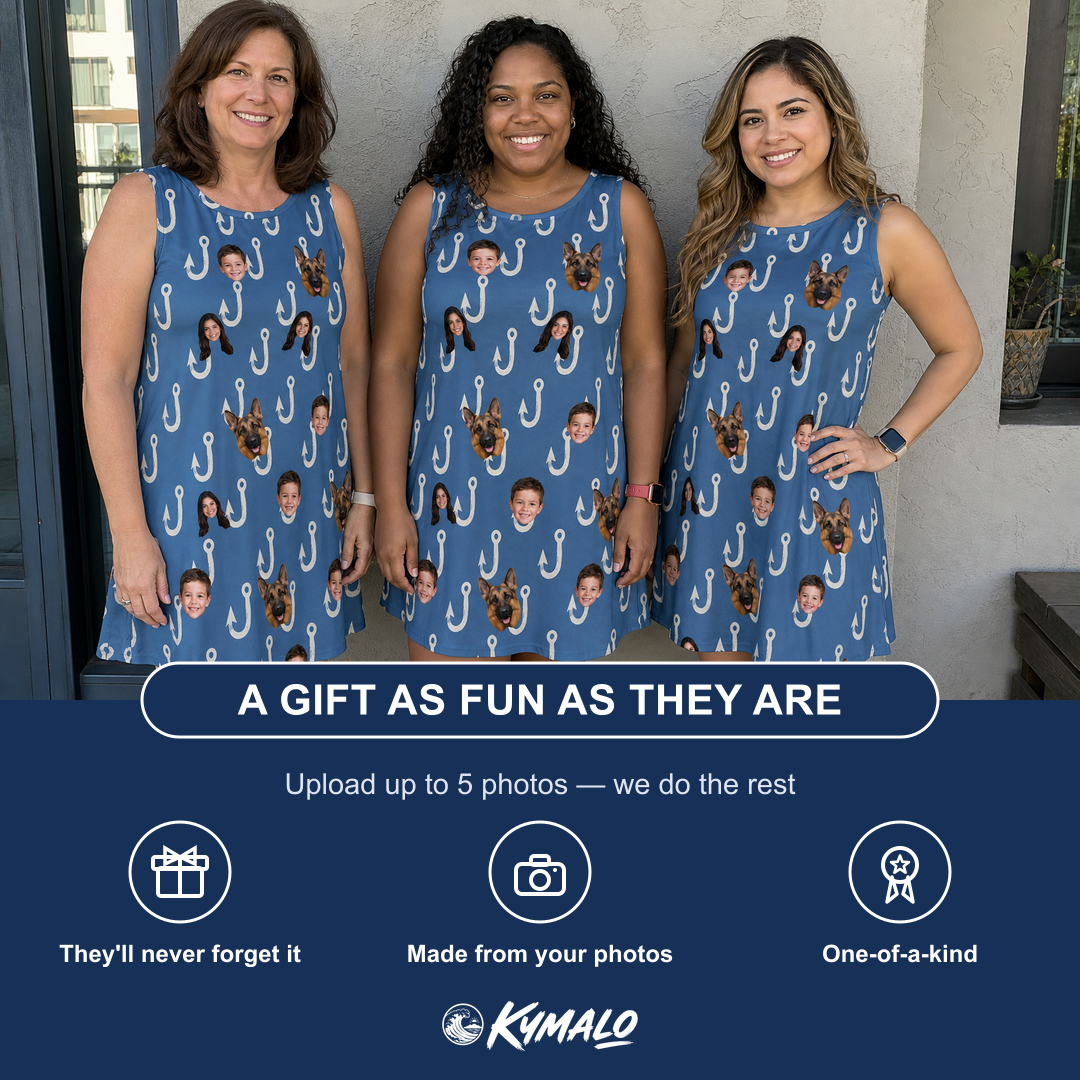 Friends in matching Women's Treble Trouble Custom Face Tank Dress — a group gift photo