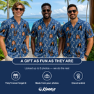 Friends in matching Men's Treble Trouble Custom Face Hawaiian Shirt — a group gift photo