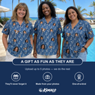 Friends in matching Women's Treble Trouble Custom Face Hawaiian Shirt — a group gift photo