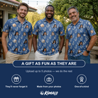Friends in matching Men's Treble Trouble Custom Face Polo Shirt — a group gift photo