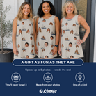 Friends in matching Women's Dinghy Dash Custom Face Tank Dress — a group gift photo