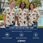 Friends in matching Women's Dinghy Dash Custom Face Hawaiian Shirt — a group gift photo