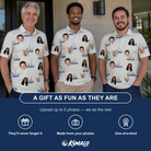 Friends in matching Men's Dinghy Dash Custom Face Polo Shirt — a group gift photo