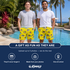 Friends in matching Men's Bluefin Banter Custom Face Beach Shorts — a group gift photo
