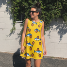 Real-life photo of someone wearing Women's Bluefin Banter Custom Face Tank Dress — custom faces printed all-over