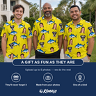 Friends in matching Men's Bluefin Banter Custom Face Polo Shirt — a group gift photo